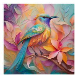 Póster Pájaro de la Fantasía del Songbird Throet Violet