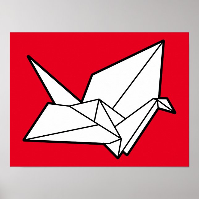 Póster Pájaro de origami  16 x 12 (Frente)