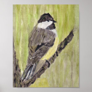 Póster Pájaro de pollo con cubierta negra - pintura acríl