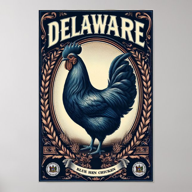 Póster Pájaro del estado de Delaware - Caldo de pollo azu (Frente)