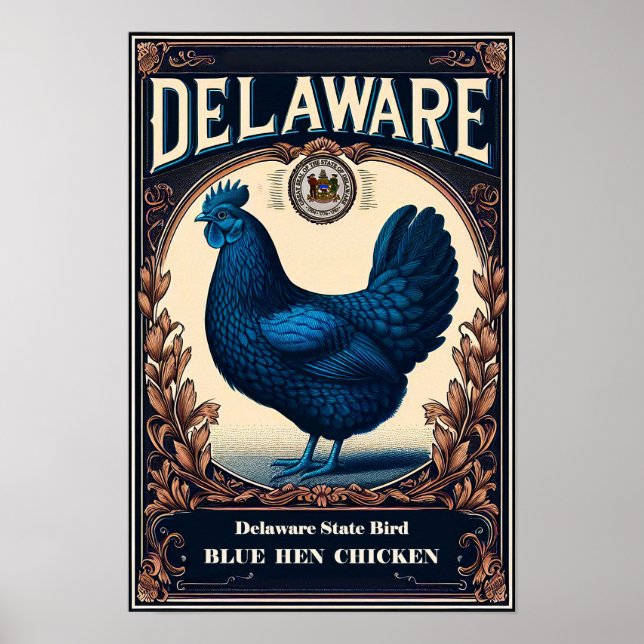 Póster Pájaro del estado de Delaware - Caldo de pollo azu (Frente)