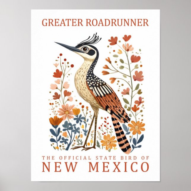 Póster Pájaro del Gran Roadrunner de Nuevo México EE.UU. (Frente)