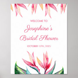 Póster Pájaro del paraíso acuarela tropical ducha de novi