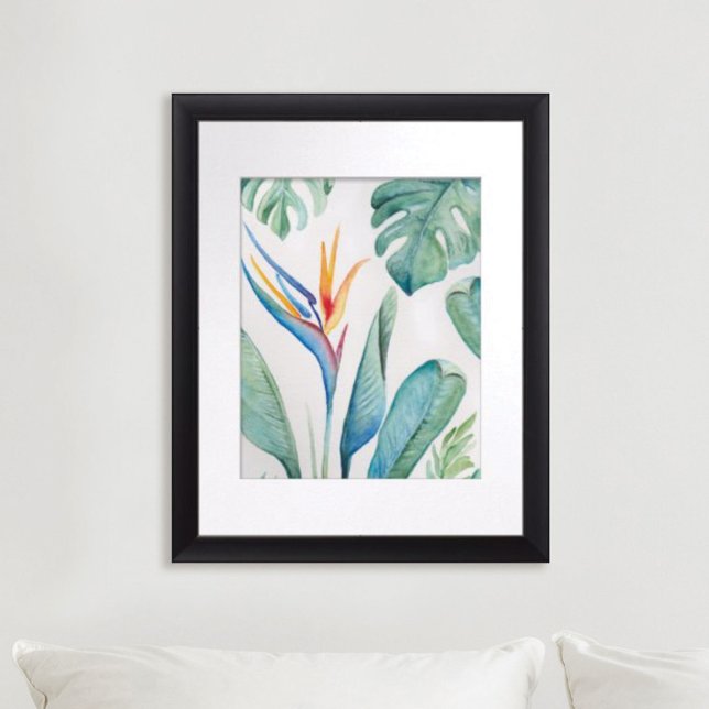 Póster Pájaro del Paraíso de Florida acuarelas (Florida Watercolors Bird of Paradise wall art by Victoria Grigaliunas of Do Tell A Belle)