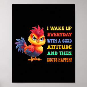 Póster Pájaro Divertido Gallo Gruñón Frase Sarcástica Pol