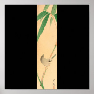 Póster Pájaro en el árbol de bambú de Seitei Watanabe