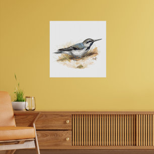 Póster pájaro en la playa