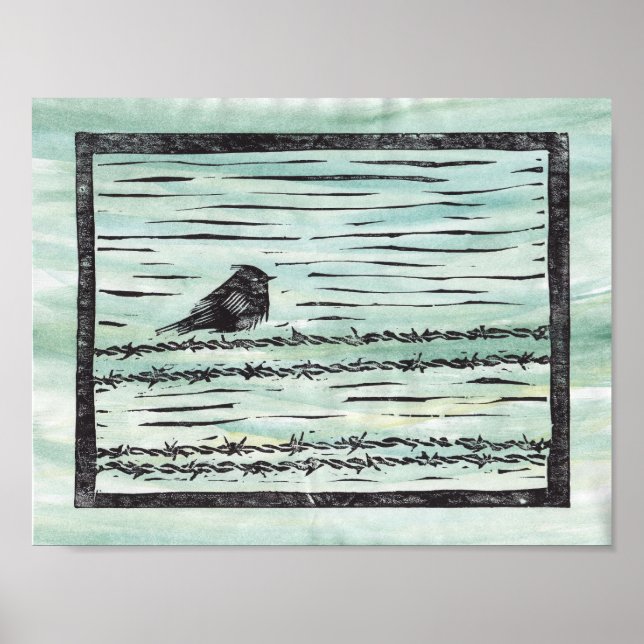 Póster Pájaro en un alambre - Color (Frente)