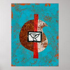 Póster Pájaro En Un Muro De Poster De Senderismo