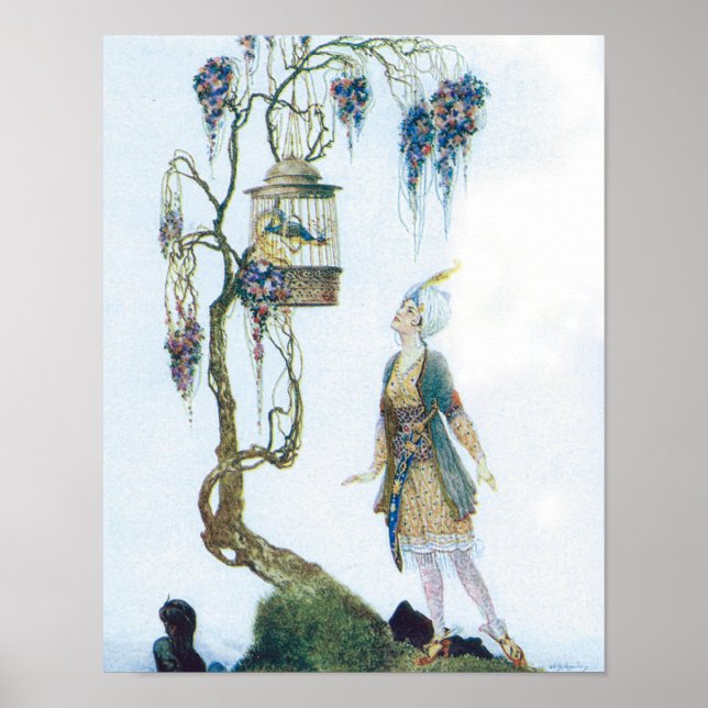 Póster Pájaro enjaulado y la princesa (Frente)