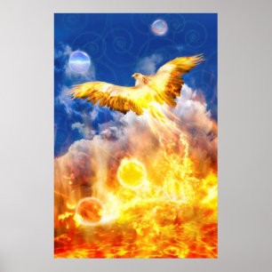 Póster Pájaro Fénix ELÉVATE POR ENCIMA DE TUS PROBLEMAS