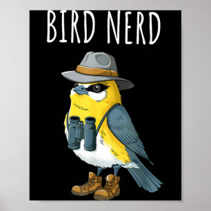 Póster Pájaro friki divertido observador de aves observad