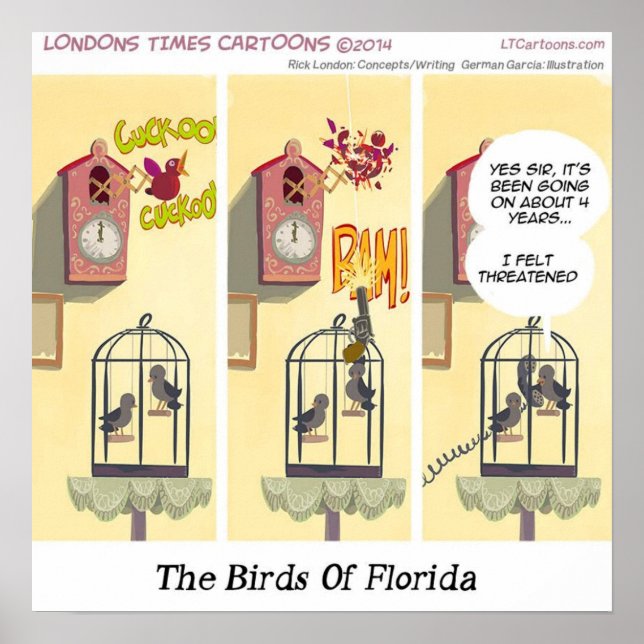 Póster Pájaro Gracioso De La Tierra Con Pistola (Frente)