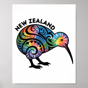 Póster Pájaro Kiwi de Nueva Zelanda