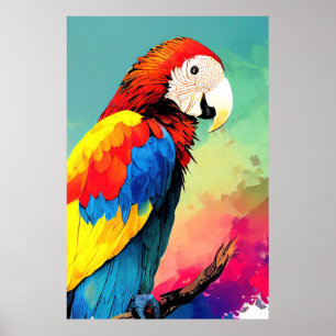 Póster Pájaro Loro Naturaleza salvaje Color animal Pintur