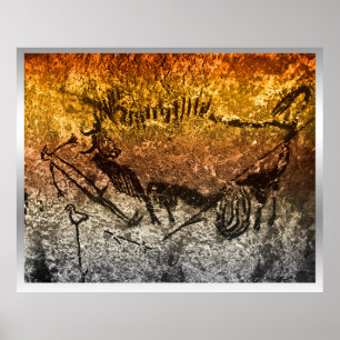 Póster Pájaro-man de Lascaux