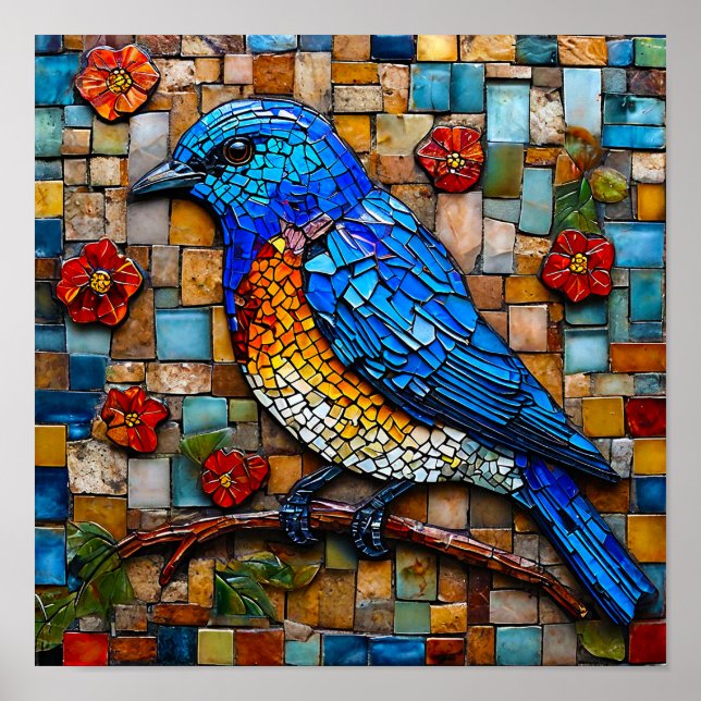 Póster Pájaro mosaico lindo (Frente)