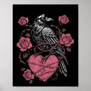 Póster Pájaro negro F-caw-f divertido día de San Valentín