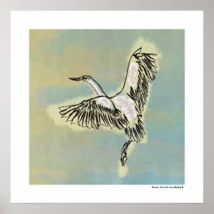 Póster Pájaro que vuela el cielo azul Deco original que