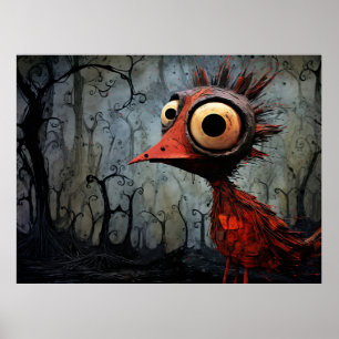 Póster pájaro rojo personalizado