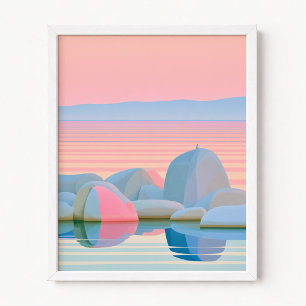 Póster Pájaro solitario marino Pastel Ombre Reflejos de l