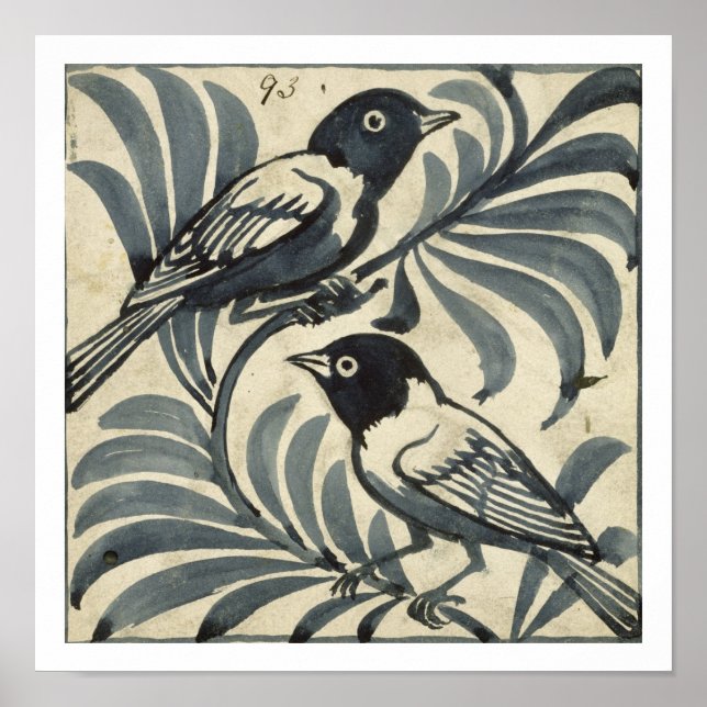 Póster Pájaros azules (p/c sobre papel) (Frente)