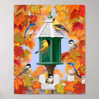 Póster Pájaros cantores en otoño