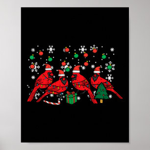 Póster Pájaros Cardenales de Navidad Santa Monos Hombres 
