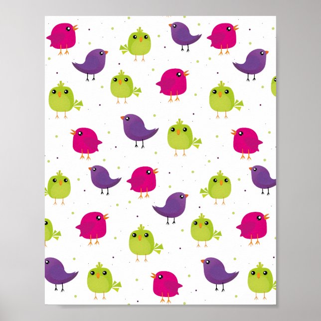 Póster Pájaros coloridos lindos   (Frente)