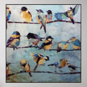 Póster Pájaros con pintura por cable