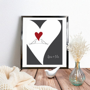 Póster Pájaros de Amor Rústicos Modernos Personalizados C