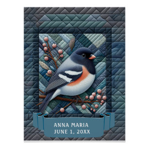 Póster PÁJAROS DE CANCIÓN CALLADOS CON NOMBRE DE NIÑOS Cu