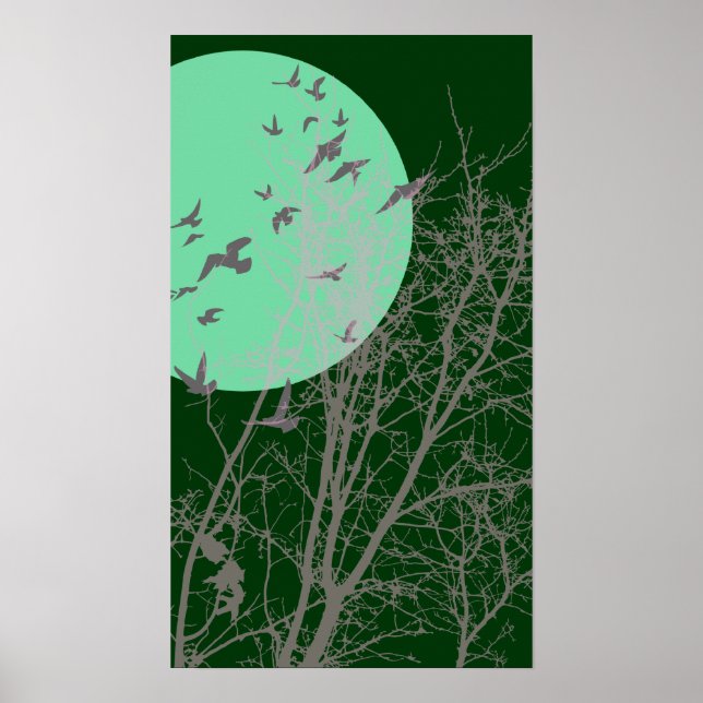 Póster pájaros de silucida (Frente)