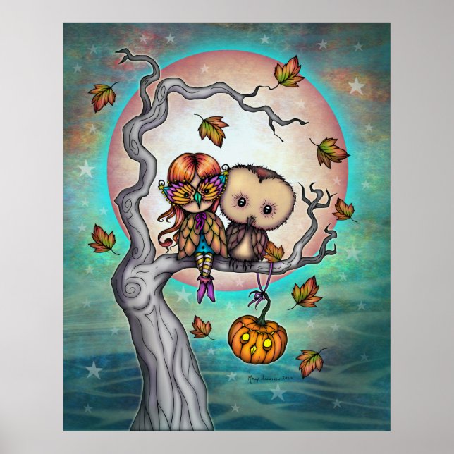 Póster Pájaros de una pluma en una máscara y lechuza (Frente)