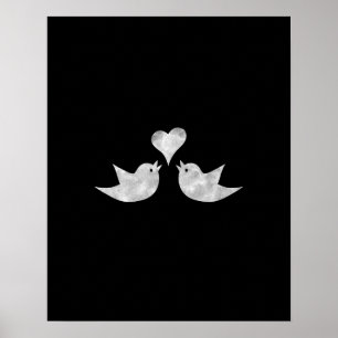 Póster Pájaros del amor con color del personalizado del