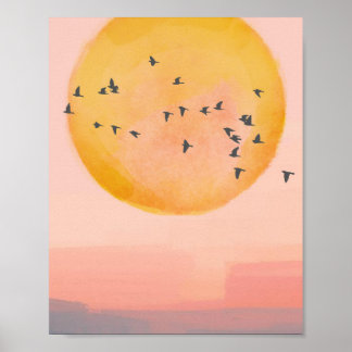 Póster Pájaros del Atardecer