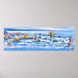 Póster Pájaros del mar Zona de juegos oceánica