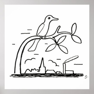 Póster Pájaros dibujando una rama por Leo Gestel