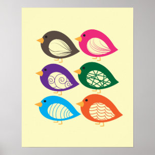 Póster Pájaros extravagantes y coloridos