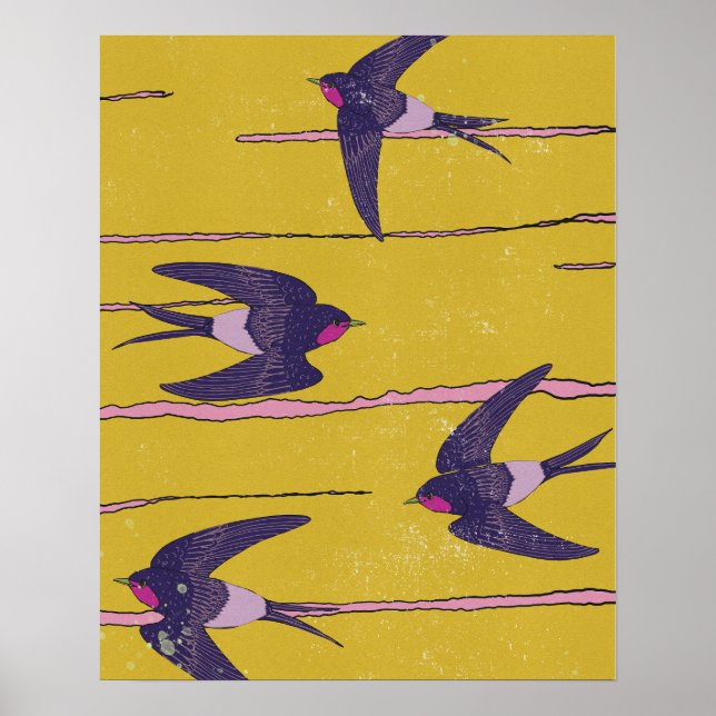 Póster Pájaros golondrinas (Frente)