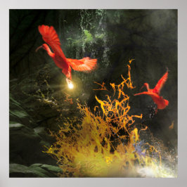 Póster Pájaros Ibis Escarlata “ROBAN LA LUZ”