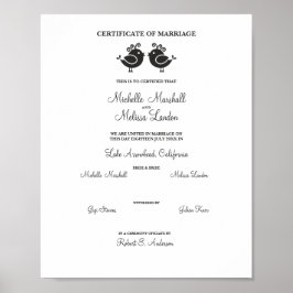 Póster Pájaros mujeres parejas en negro