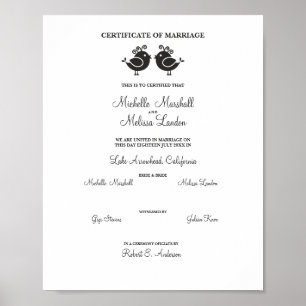 Póster Pájaros mujeres parejas en negro