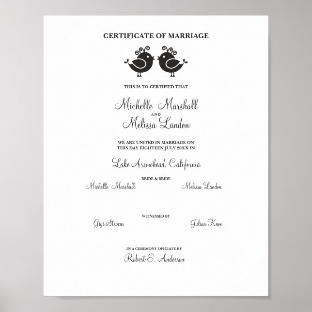 Póster Pájaros mujeres parejas en negro (Frente)