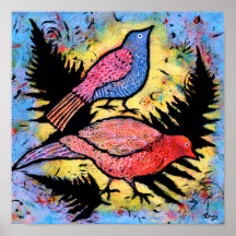 Pájaros rodeados de cielo azul