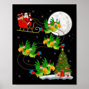 Póster Pájaros Santa Sleigh Volando Gracioso Chr Mágico