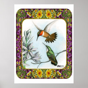 Póster Pájaros y flores #2