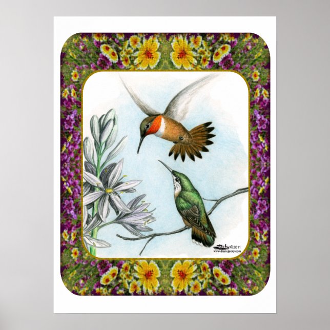 Póster Pájaros y flores #2 (Frente)