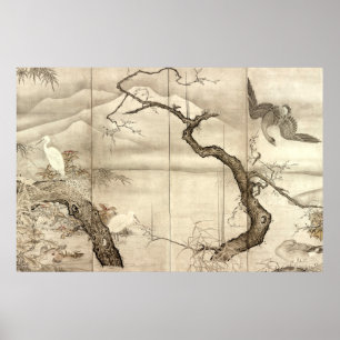 Póster Pájaros y flores de Sesshū Tōyō