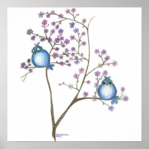 Póster Pájaros y flores (pequeño poster)